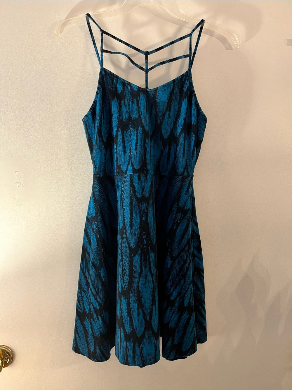 Express Blue & Black Strappy Mini Dress